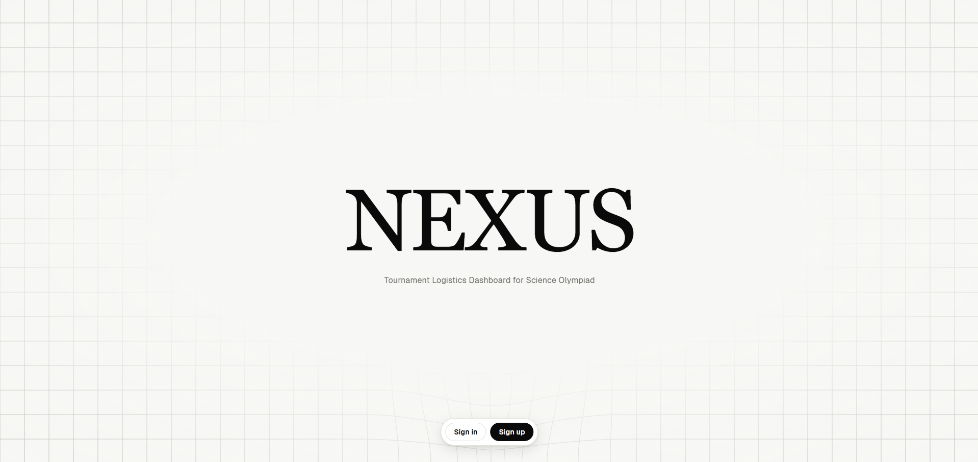 NEXUS wordmark in all caps on the homepage